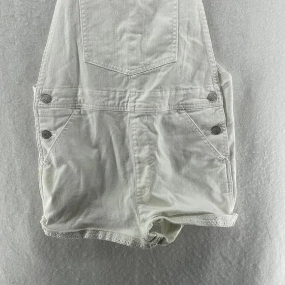 Gap 1969 Short Women's S Cream White Denim Bib Adjustable Strap Stretch Shortall - Picture 6 of 9